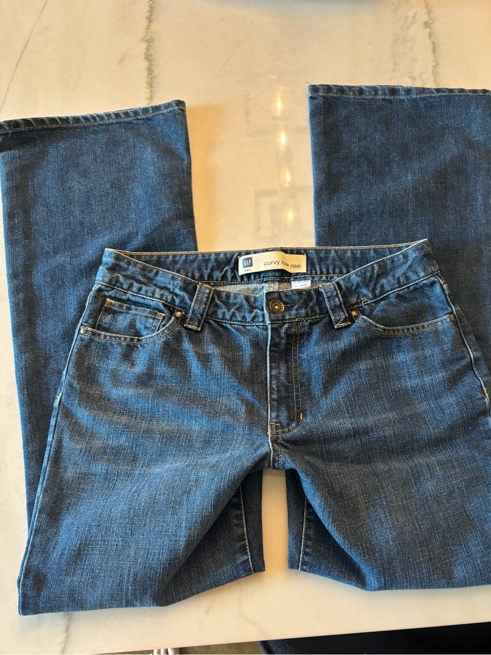 GAP Low Rise Curvy Flare Denim Jeans Dark Wash Y2K 06’ Vintage Size 12